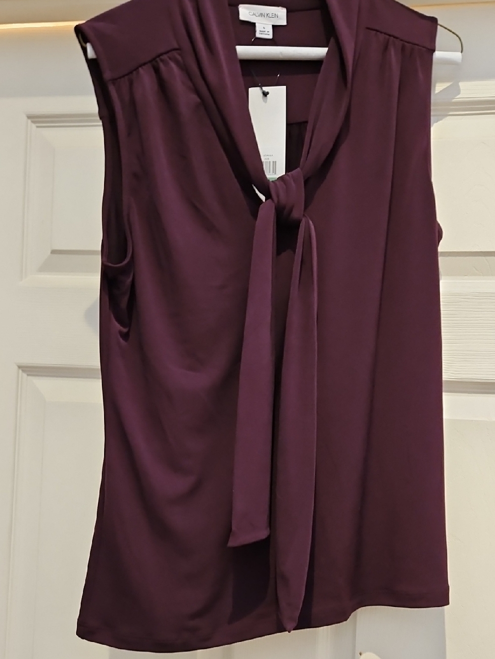 Calvin Klein Sleeveless Tie-Neck Camisole — Plum